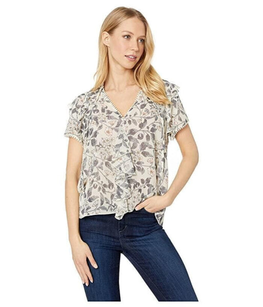 Bishop + Young 292332 Floral Ruffle Sleeve (Floral Print) Women's Blouse, M