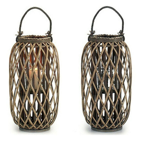 Плетеный подсвечник натурального цвета, Gift Decor Candleholder Brown wicker Glass 11,5 x 12 cm.