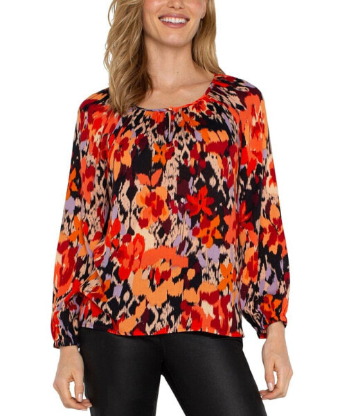 Women's Floral-Print Scoop-Neck Top