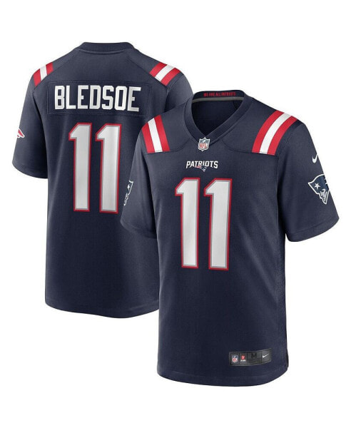 Men's Drew Bledsoe Navy New England Patriots Game Retired Player Jersey
