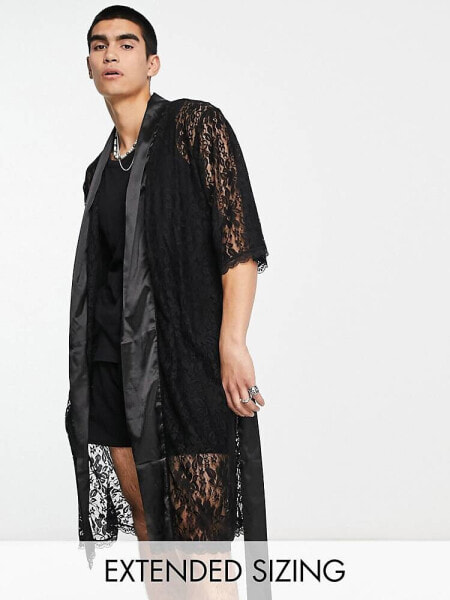ASOS DESIGN co-ord robe in black lace