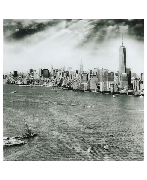 New York Skyline B Frameless Free Floating Tempered Glass Panel Graphic Wall Art, 36" x 36" x 0.2"