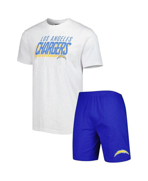 Men's Royal, White Los Angeles Chargers Downfield T-shirt and Shorts Sleep Set