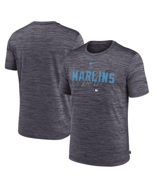 Men's Charcoal Miami Marlins Authentic Collection Velocity Performance Practice T-shirt