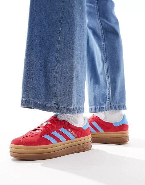 adidas Originals Gazelle Bold trainers in red and blue