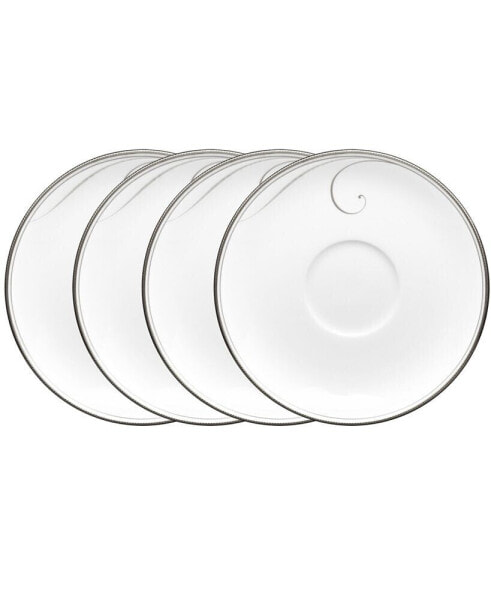 Platinum Wave Set of 4 Saucers, Service For 4