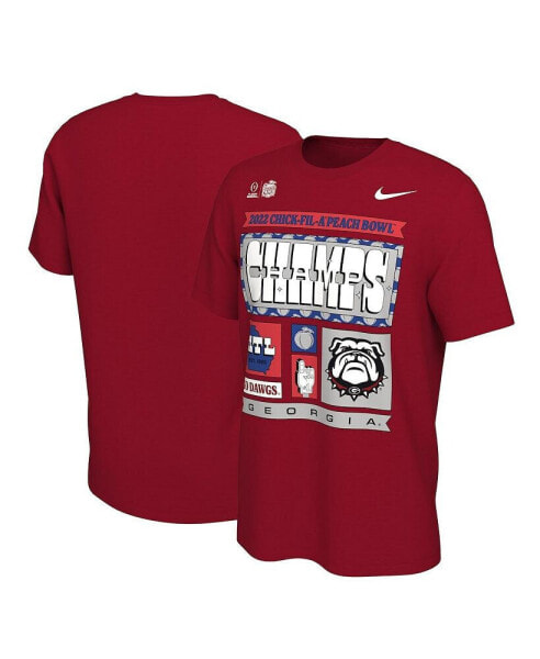 Men's Red Georgia Bulldogs College Football Playoff 2022 Peach Bowl Champions Locker Room T-shirt