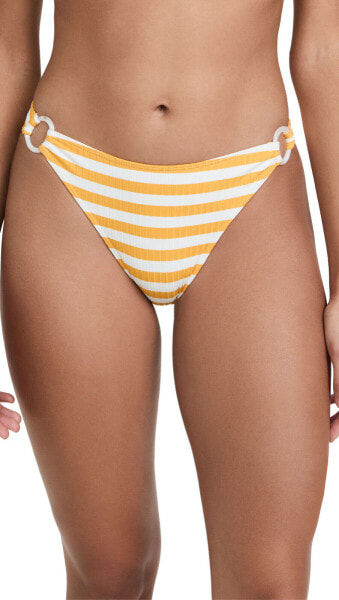 Faithfull The Brand 296893 Women's Agnes Bikini Bottoms, Marigold Stripe, M