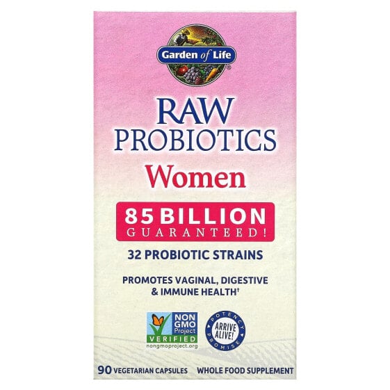 Garden of Life, RAW Probiotics, пробиотики для женщин, 28,33 млрд КОЕ, 90 вегетарианских капсул