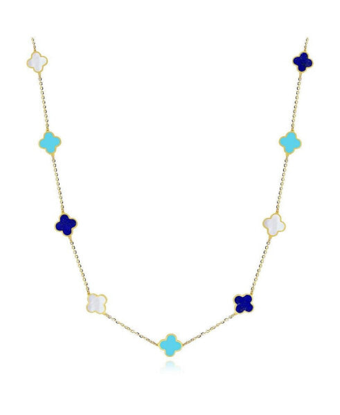 Mini Blue Mixed Clover Necklace