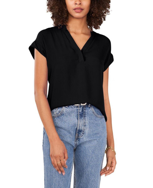 Women's Split-Neck Short-Sleeve Blouse