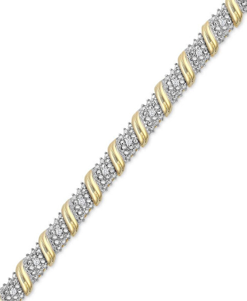 Браслет Macy's Diagonal Bar, 14k Gold-Plated.