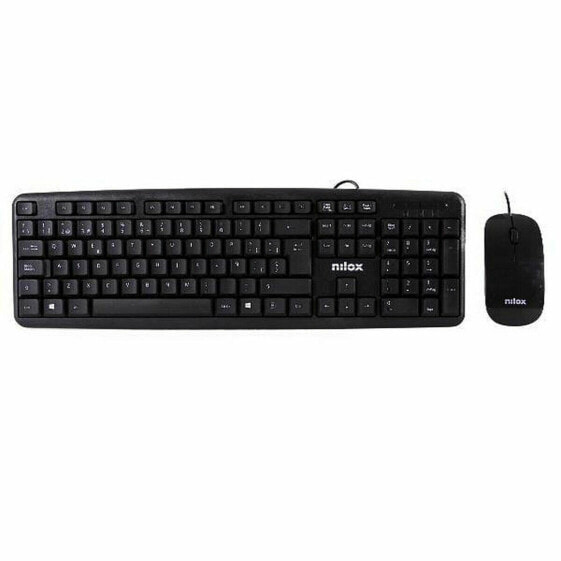 Клавиатура и мышь Nilox COMBO USB NILOX - TECLADO + RATÓN FLAT Чёрный Испанская Qwerty QWERTY