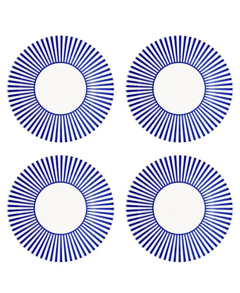 Blue Italian Steccato Narrow Stripe Side Plates, Set of 4