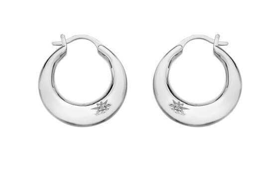 Silver hoop earrings with diamonds Huggies DE794