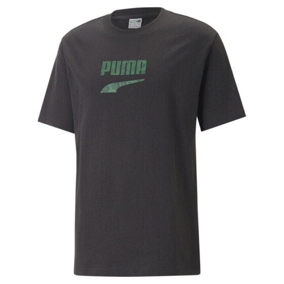 Puma Downtown Logo Graphic Crew Neck Short Sleeve T-Shirt Mens Black Casual Tops