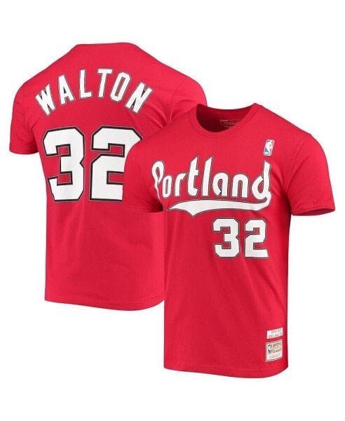 Men's Bill Walton Red Portland Trail Blazers Hardwood Classics Player Name and Number T-shirt