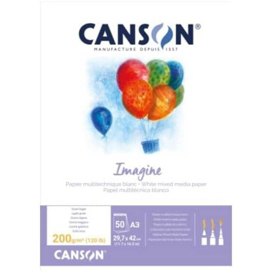 CANSON Multi-technique drawing pad imagine DIN A3 smooth glued 29.7x42 cm 50 sheets 200gr