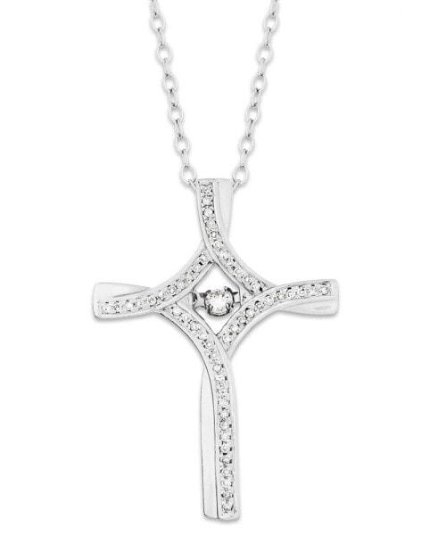 Macy's twinkling Diamond Star™ Diamond Cross Pendant Necklace in Sterling (1/5 ct. t.w.)