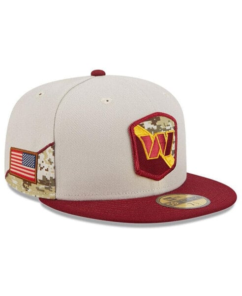 Men's Stone, Burgundy Washington Commanders 2023 Salute To Service 59FIFTY Fitted Hat