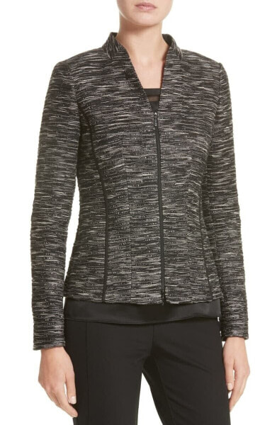 Lafayette 148 New York 161548 Women's Meryl Zip Front Jacket Black/Multi Sz. 6