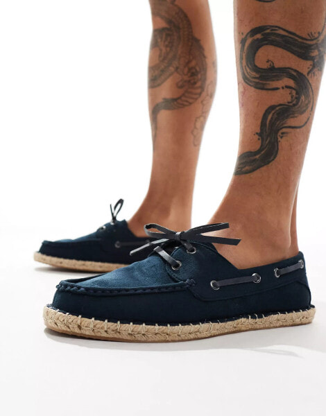 ASOS DESIGN boat shoe espadrille in navy canvas