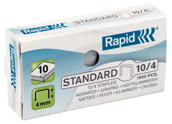 Rapid 10/4 - Staples pack - 4 mm - 1000 staples - 10/4 - Stainless steel - 10 sheets