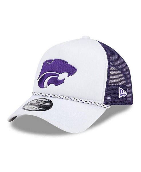 Men's White/Purple Kansas State Wildcats Court Sport Foam A-Frame 9FORTY Adjustable Trucker Hat