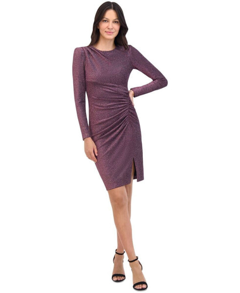 Women's Metallic Ruched Sheath Dress