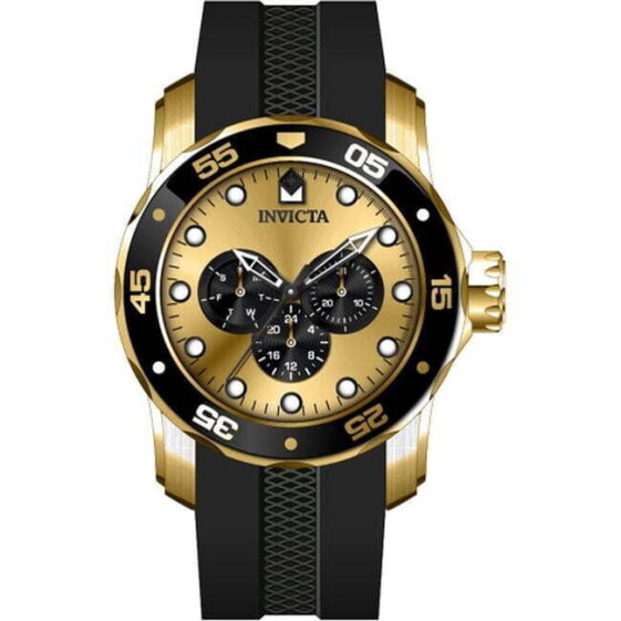 Часы и аксессуары Invicta 45719 Men's Pro Diver SCUBA 48мм Multifunctional Gold Dial Silicone Band Watch
