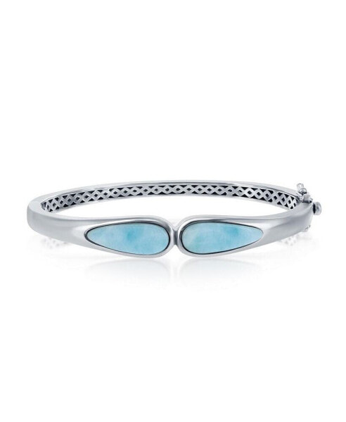 Sterling Silver Double Teardrop Larimar Bangle