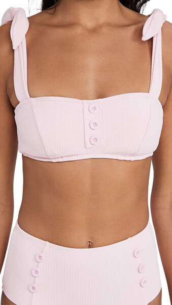 Shoshanna 285074 Women's Tie Strap Retro Bikini Top, Pastel Pink, Size B