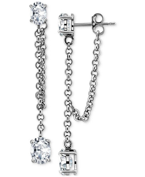 Cubic Zirconia Chain Oval Drop Earrings in Sterling Silver, Created for Macy's