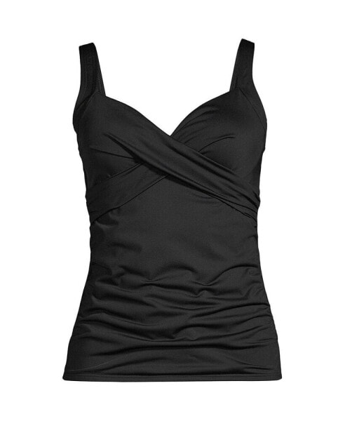 Plus Size V-Neck Wrap Wireless Tankini Swimsuit Top