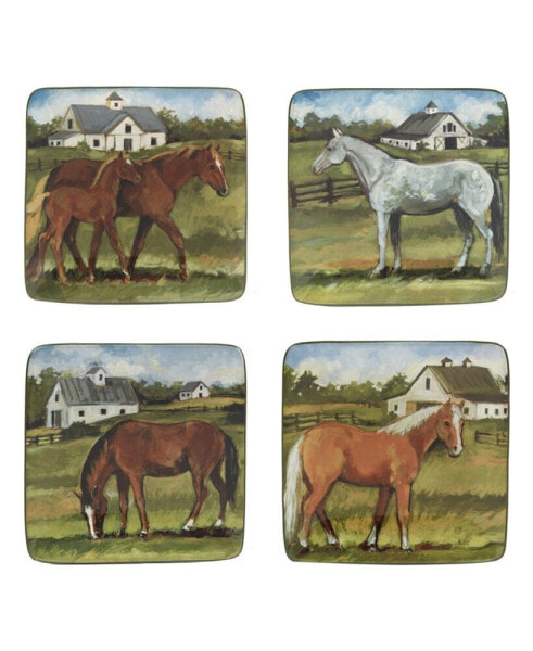 York Stables Set of 4 Canape Plates 6"