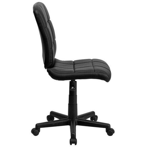 Mid-Back Black Quilted Vinyl Swivel Task Chair