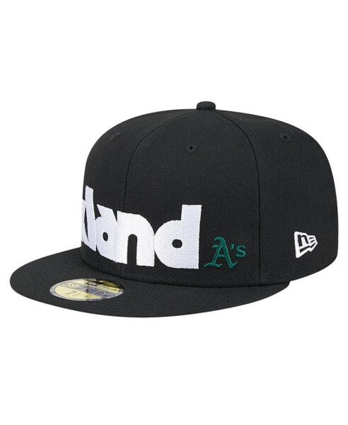 Men's Black Oakland Athletics Checkered Undervisor 59FIFTY Fitted Hat