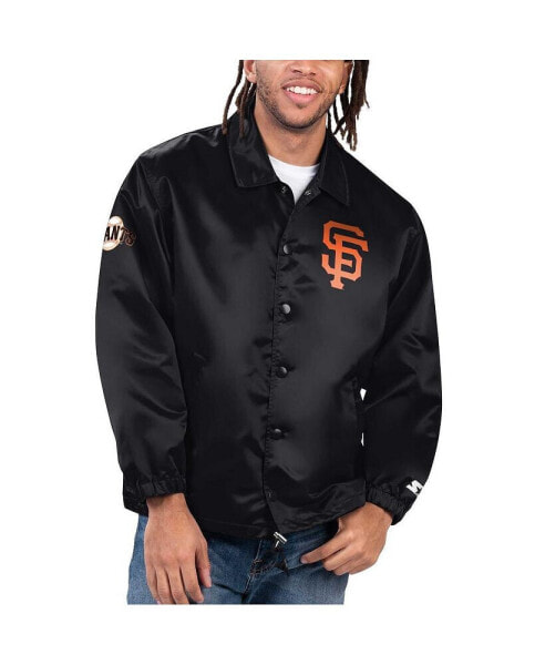 Men's Black San Francisco Giants Option Route Satin Full-Snap Jacket