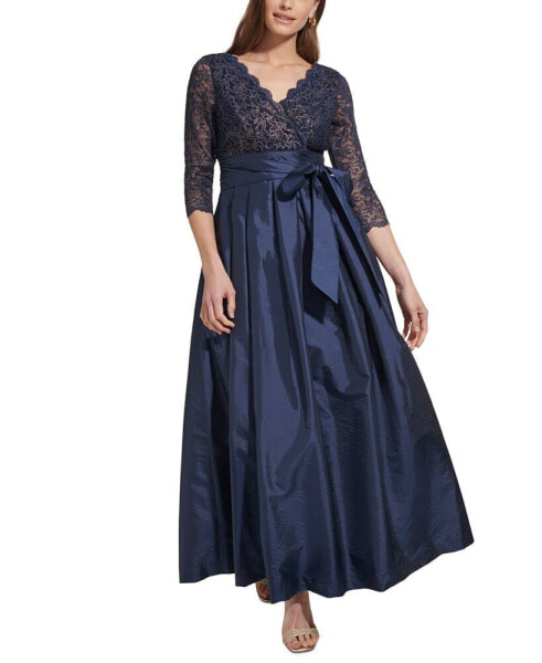 Women's Taffeta & Foil Lace Ballgown