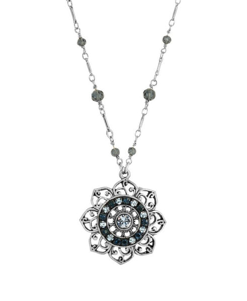 Crystal Blue Flower Necklace