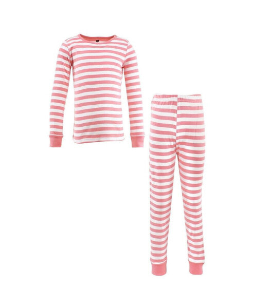 Baby Boys Cotton Pajama Set, Coral Stripe