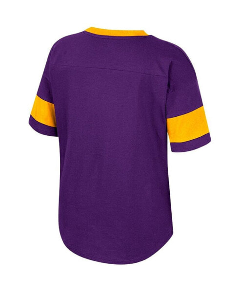 Big Girls Purple LSU Tigers Tomika Tie-Front V-Neck T-shirt