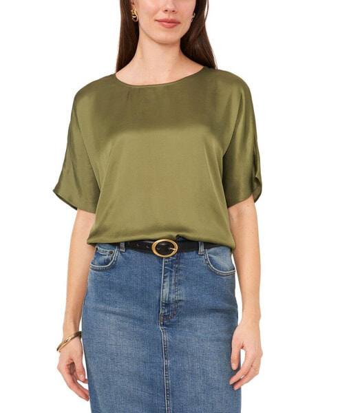 Women's Satin Dolman-Sleeve Top