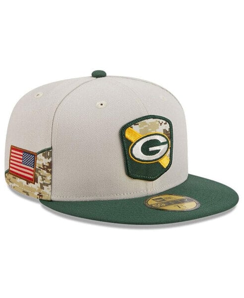 Men's Stone, Green Green Bay Packers 2023 Salute To Service 59FIFTY Fitted Hat