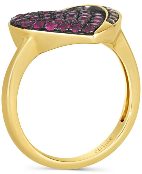 GODIVA x Le Vian® Passion Ruby (3/4 ct. t.w.) & Chocolate Diamond (1/10 ct. t.w.) Heart Ring in 14k Gold