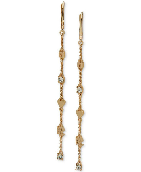 Gold-Tone Crystal Mini Charm Linear Earrings