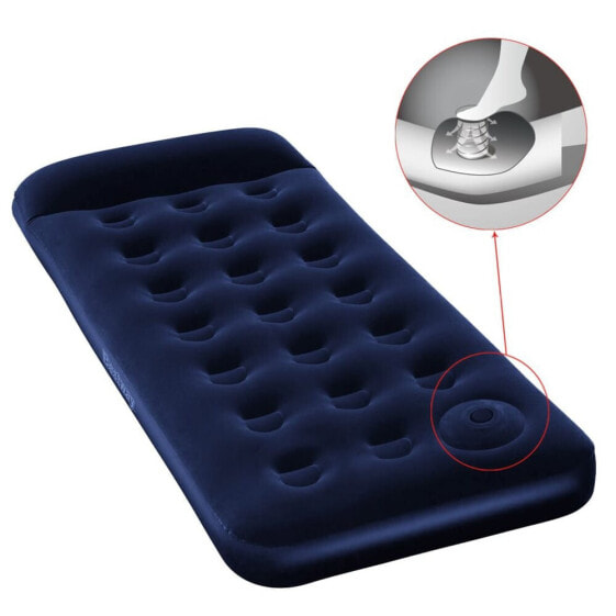 BESTWAY Inflatable Flocked Airbed With Built-in Foot Pump