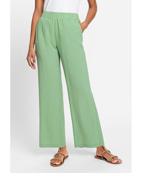 Women's Anna Fit Wide Leg Cropped Pull-On Crinkle Pant