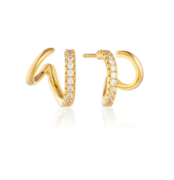 Imaginative gold-plated earrings with zircons by Eller SJ-E22212-CZ-YG