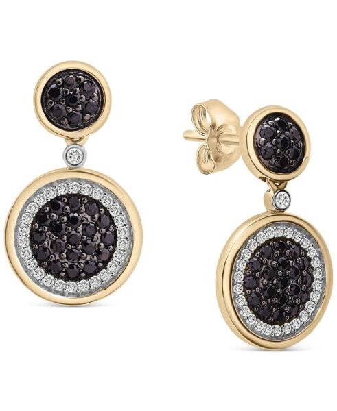 Black Diamond (1/2 ct. t.w.) & White Diamond (1/4 ct. t.w.) Circle Drop Earrings in 14k Gold, Created for Macy's